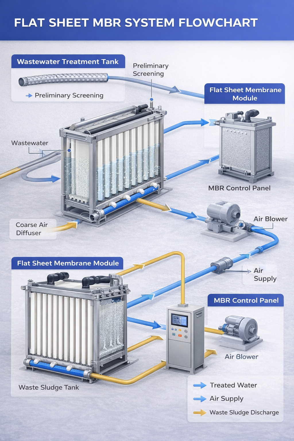 MBR غشاء مسطح 